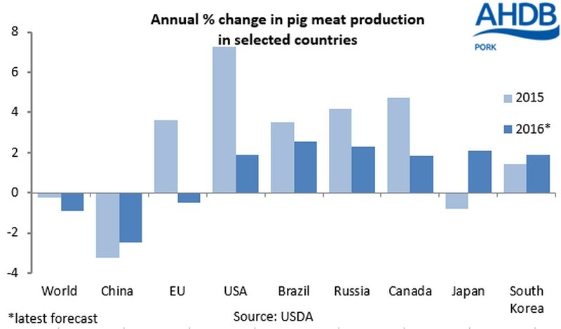 Прогноз Министерства сельского хозяйства США: мировое производство свинины снизится на 1 процент в 2016 году 